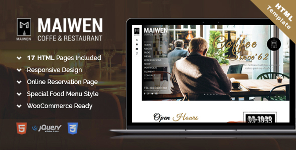Maiwen Coffee and Restaurant HTML5 template