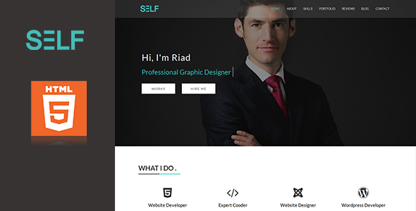 Self - HTML One Page Potfolio and Resume Cv