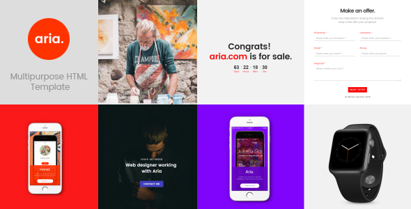 Aria Minimal One page Creative Template