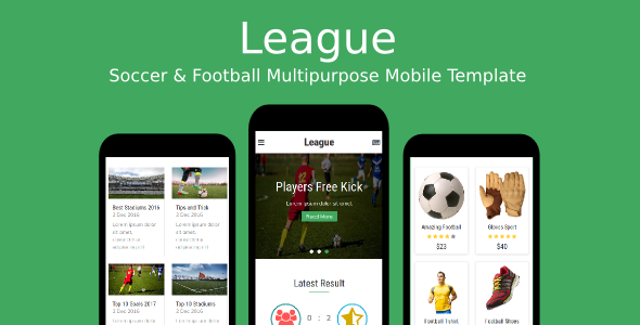 League - Soccer & Football Multipurpose Mobile Template