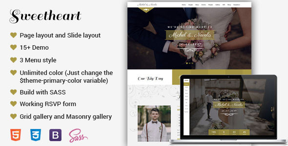 Sweetheart Responsive Wedding Template