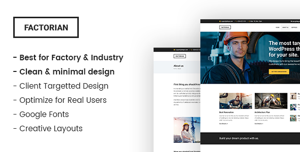 Factorian - Minimal factory & industry HTML Template
