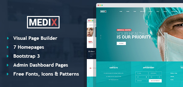 Medix - Medical Clinic HTML Template with Builder and Dashboard Pages