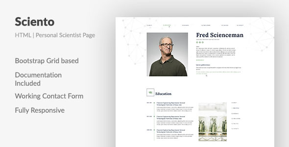 Sciento — HTML Personal Page for Scientists