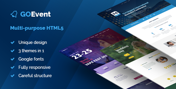 Event – Business Conference, Wedding Day & Vape Fest Multi-Purpose HTML5 Landing Pages
