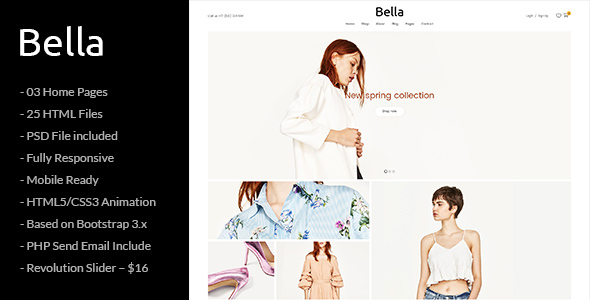 Bella - Responsive Premium Fashion eCommerce and Blog HTML5 Template