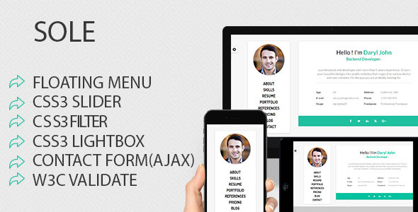Sole - Portfolio, Resume and CV