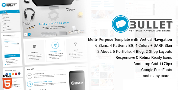 Bullet - Multipurpose Vertical Menu HTML Template
