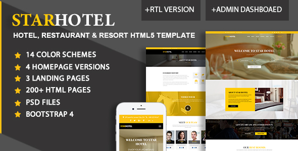 STAR HOTEL - Hotel, Resort & Restaurant Booking HTML5 + Admin Template