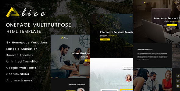 Alice Onepage Multipurpose HTML Template