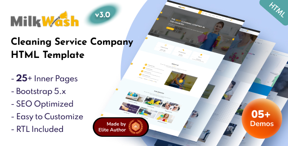 MilkWash - Cleaning Service Company Bootstrap 5 Template