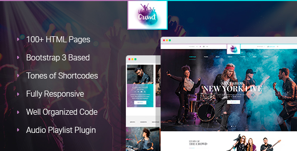 TheCrowd - Rock Band HTML Template with Page Builder