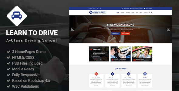 LearnToDrive | Driving School & Lessons HTML5 Template