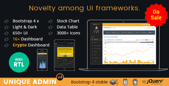 Unique - Responsive Bootstrap 4 Dashboard Templates