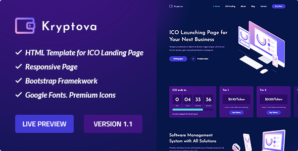 ICO Kryptova - Cryptocurrency HTML Template