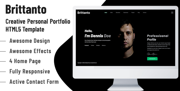Brittanto - Personal Portfolio HTML5 Template