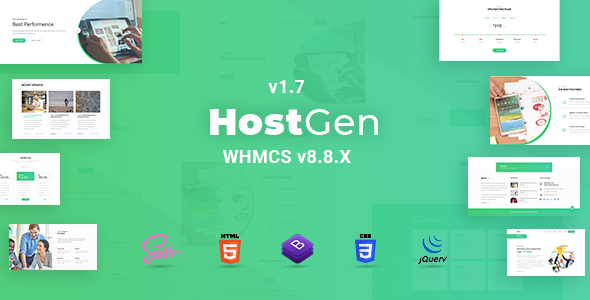 HostGen - Multipurpose Hosting Provider HTML5 Template With WHMCS
