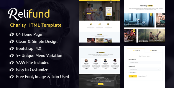 ReliFund - NonProfit Fundraising Charity HTML Template