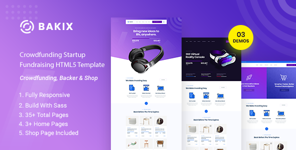 Bakix - Crowdfunding Startup Fundraising HTML5 Template