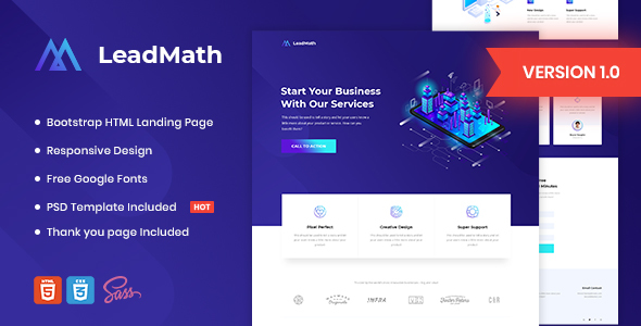 LeadMath - Lead Generation HTML Landing Page Template