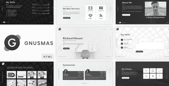 Gnusmas - Minimalist Full Screen Personal HTML Portfolio Template