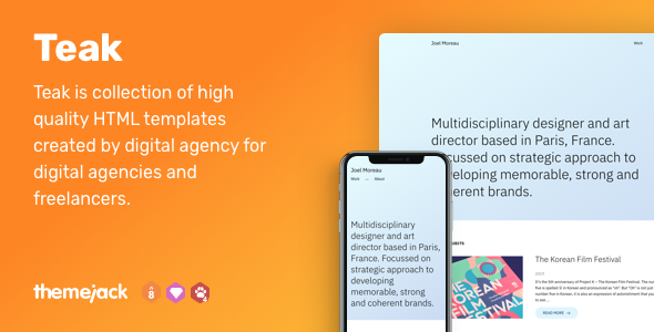 Teak — HTML Templates for Your Portfolio
