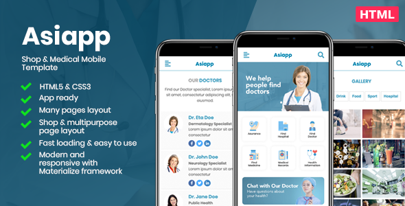 Asiapp - Shop & Medical Mobile Template