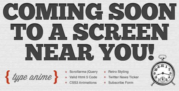 Type Anime - Scrolling Html5 Coming Soon Template
