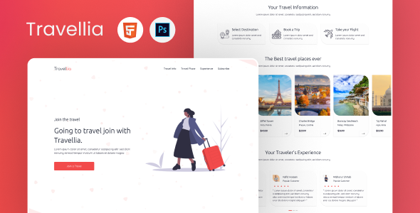 Travellia - HTML5 Travel Landing Page