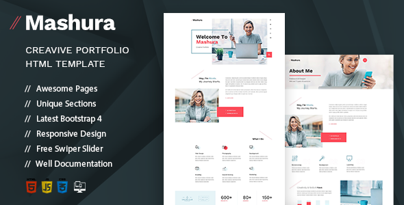 Mashura - Single Portfolio HTML Template