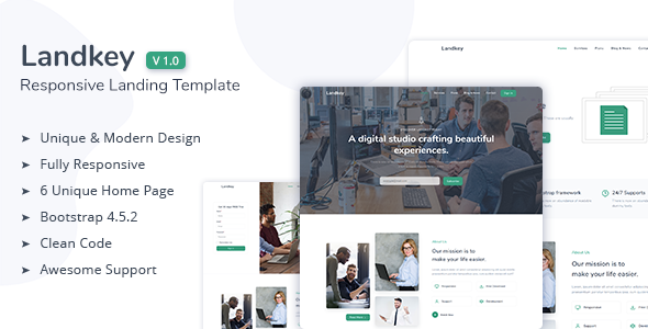 Landkey - A Responsive Creative Landing Page Template