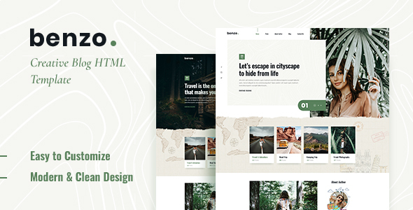 Benzo - Personal Travel Blog HTML5 Template