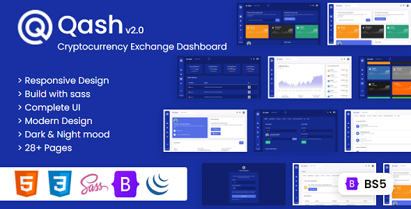 Qash - Cryptocurrency Exchange Dashboard HTML Template + Light and Dark