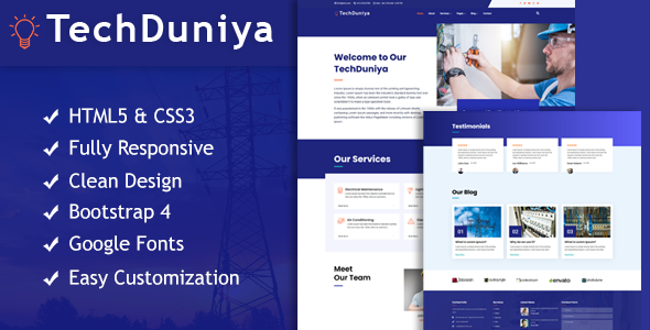 TechDuniya Responsive HTML5 Electrical Service Template
