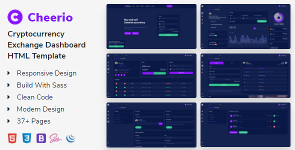 Cheerio - Cryptocurrency Exchange Dashboard Template