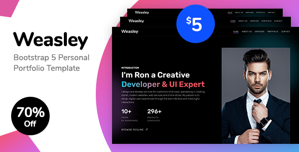 Weasley – Bootstrap 5 Personal Portfolio