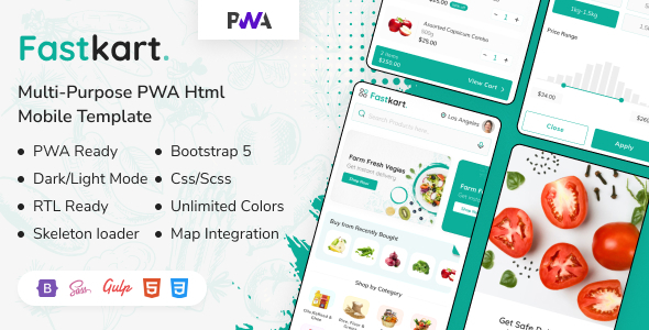 Fastkart - Online Ecommerce Grocery & Food Delivery Supermarket HTML Mobile PWA Template