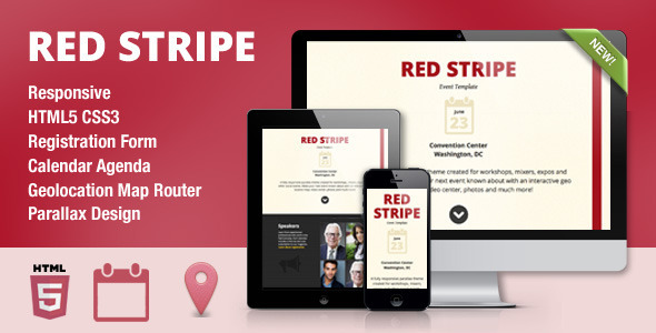 Red Stripe Responsive Parallax Event Site Template