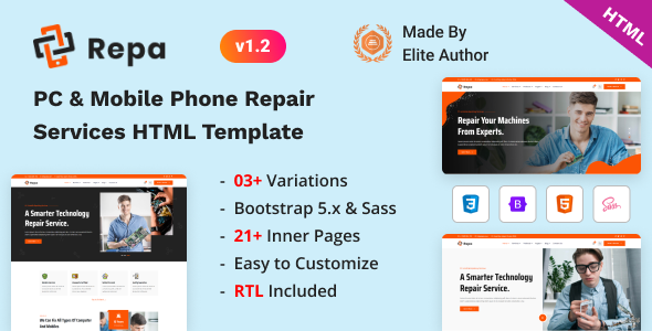 Repa - PC & Mobile Phone Repair Services Bootstrap 5 Template