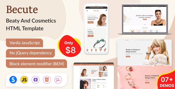 Becute - Jewelry, Cosmetics and Beauty eCommerce HTML Template