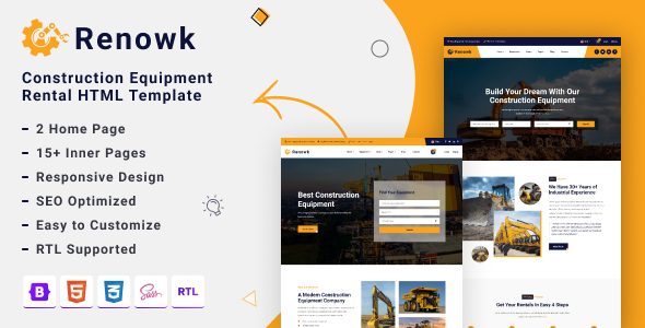 Renowk - Construction Equipment Rental HTML Template