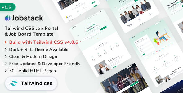 Jobstack - Job Listing, Job Portal & Job Board Tailwind CSS Template