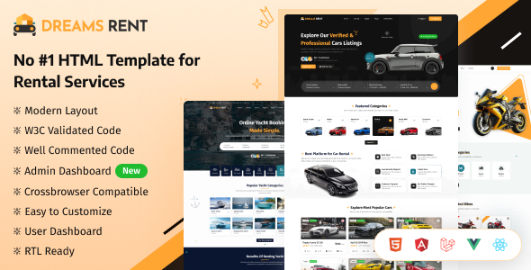 Dreams Rent - Car, Bike, Bus and Yacht Rental Booking HTML Template