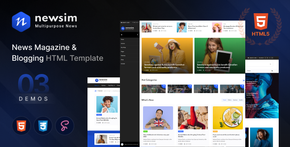 Newsim - News Magazine & Blogging HTML Template