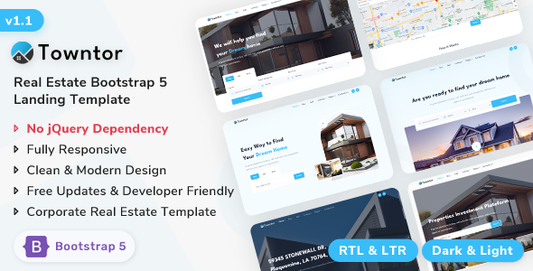 Towntor - Real Estate Bootstrap 5 Landing Template