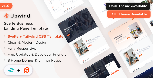 Upwind - Svelte Landing Page Template