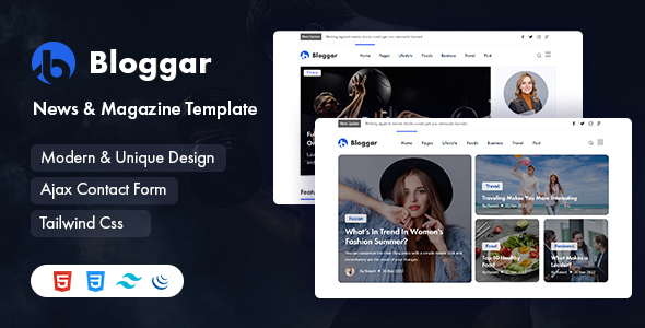 Bloggar - News Magazine Tailwindcss HTML5 Template