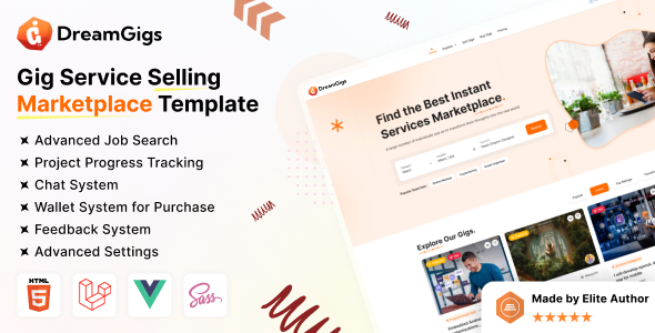 Dream Gigs - Freelance Marketplace & Service Platform with Admin Dashboard Template
