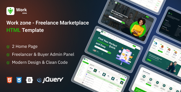 WorkZone - Freelance Marketplace HTML Template