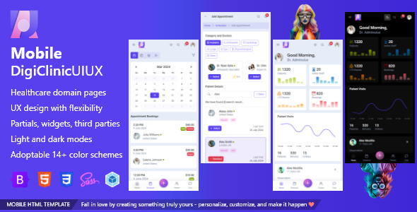 Mobile DigiClinicUIUX Appointment Booking App Bootstrap 5 HTML Template